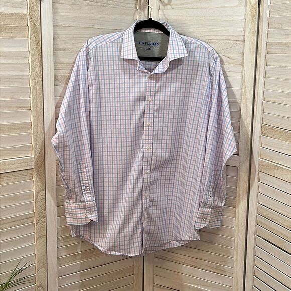 Twillory Worker Performance Plaid Button Down Dress Shirt L 17 32-33 - Picture 1 of 12
